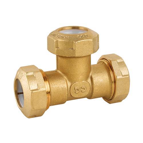 TEE IN OTTONE PER TUBO PE...