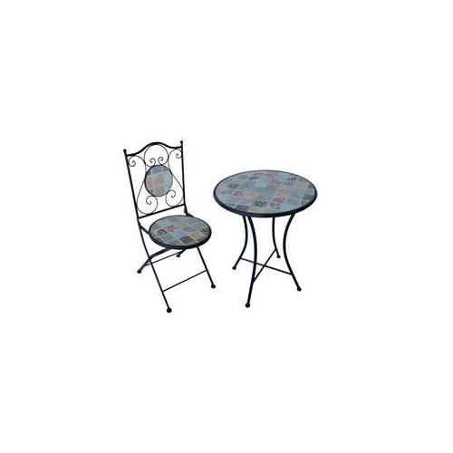 C SET TAVOLO TONDO MOSAICO C/2 SEDIE...