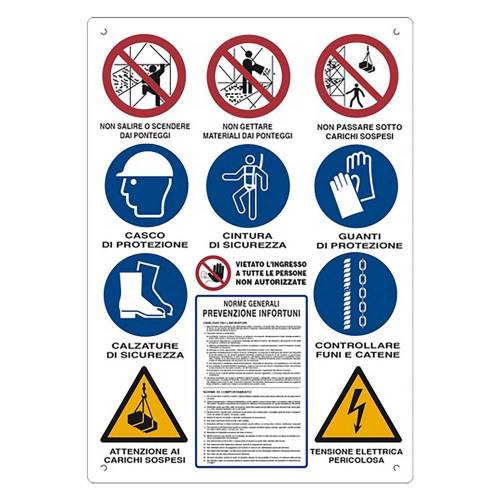 CARTELLO 12 SIMBOLI PER CANTIERE cm...