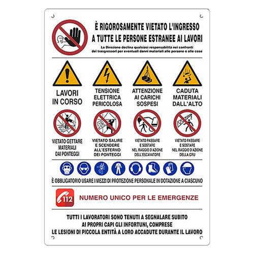 CARTELLO 20 SIMBOLI PER CANTIERE cm...