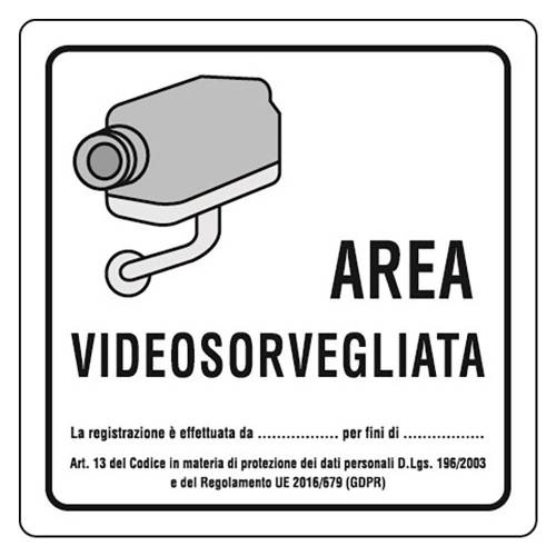 CARTELLO 'AREA VIDEOSORVEGLIATA' cm...