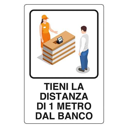 CARTELLO 'TIENI DISTANZA 1 METRO' cm...